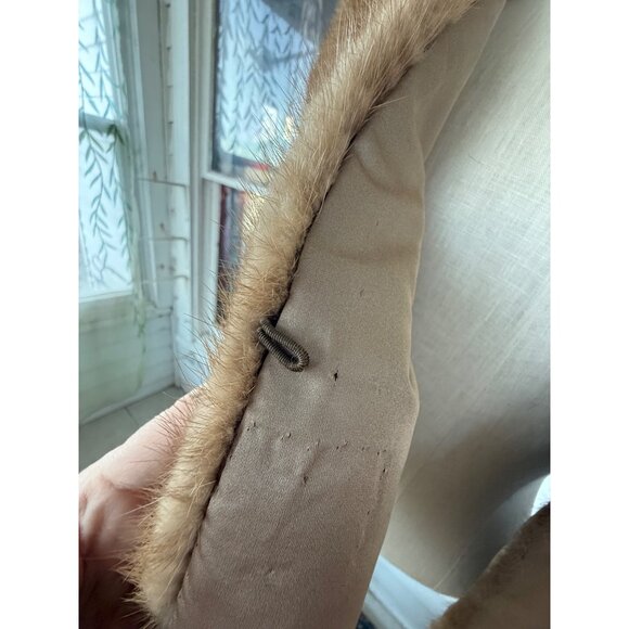 Vintage 50's Brown Mink Stole Capelet With front Pockets - Picture 16 of 16